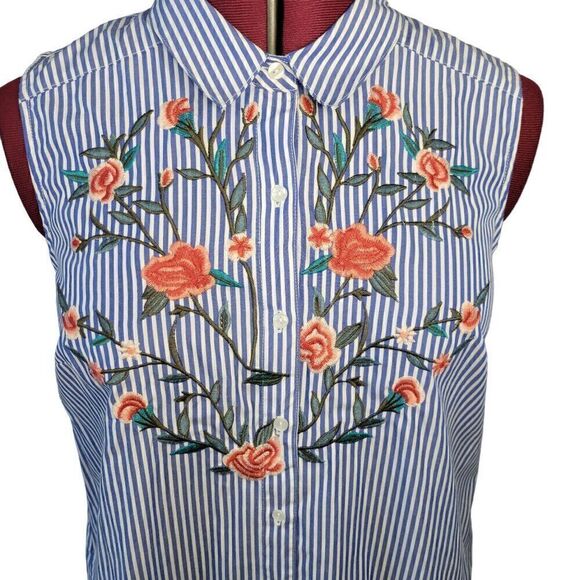 NM Neiman Marcus Striped Embroidered Dress (Size L) - Picture 3 of 9